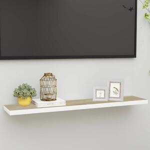 Tölgyszínű és fehér MDF lebegő fali polc 120 x 23,5 x 3,8 cm