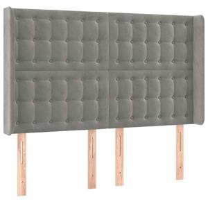 Világosszürke bársony led-es fejtámla 147x16x118/128 cm