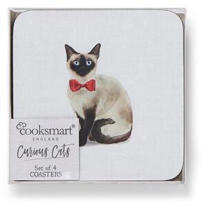 Curious Cats 4 db-os kék poháralátét szett - Cooksmart ®