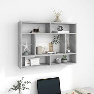 Betonszürke szerelt fa fali polc 75 x 16 x 55 cm