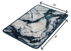 Marble kék-fehér márványmintás fürdőszobai kilépő, 60 x 40 cm - Foutastic