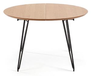 Novaks bővíthető étkezőasztal tölgyfa dekoros asztallappal, ø 120 cm - Kave Home