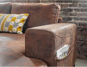 Lofty Lilly Vintage barna kinyitható U alakú bőrutánzat kanapé, bal oldali - Miuform