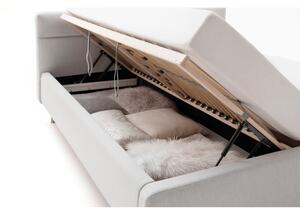 Világosszürke kárpitozott franciaágy tárolóhellyel ágyráccsal 180x200 cm Lotte – Meise Möbel