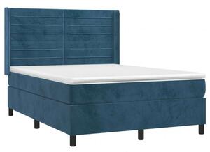 VidaXL sötétkék bársony rugós ágy matraccal 140x190 cm