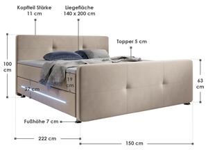 Houston rugós ágy 140 x 200 cm bézs