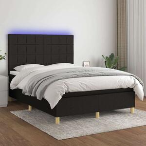 VidaXL LED-es Ágy - Fekete Szövet - 140x190 cm