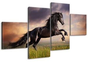 Gario Vászonkép Eros fekete ló - 4 részes Méret: 160 x 90 cm