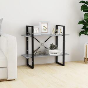 2-szintes betonszürke szerelt fa könyvszekrény 80 x 30 x 70 cm