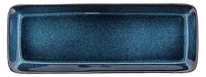 Fekete-kék agyagkerámia szervírozó tálca, 38 x 14 cm - Bitz