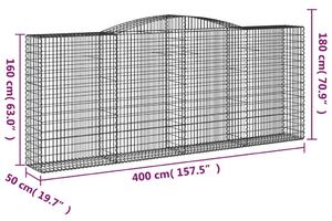 VidaXL íves horganyzott vas gabion kosár 400x50x160/180 cm