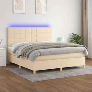 VidaXL krémszínű szövet rugós és LED-es ágy matraccal 160x200 cm