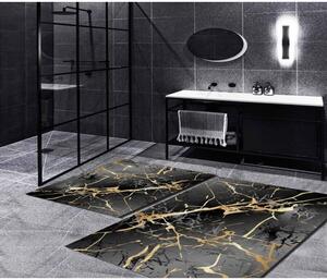 Fekete-aranyszínű fürdőszobai kilépő szett 2 db-os 60x100 cm Marble – Mila Home