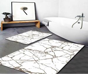 Fehér-barna fürdőszobai kilépő szett 2 db-os 60x100 cm Marble – Mila Home
