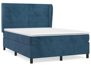 VidaXL sötétkék bársony rugós ágy matraccal 140x190 cm