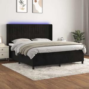 VidaXL fekete bársony rugós és LED-es ágy matraccal 160x200 cm