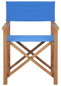 VidaXL 2 db kék tömör tíkfa összecsukható rendezői szék