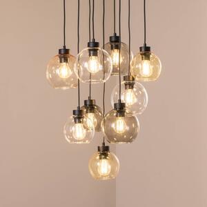 TK Lighting Cubus Mix lógó lámpa, Ø 58 cm, 9 izzós, többszínű, üveg, E27, dimmelhető, Többszínű, Nappali / Étkező, Üveg