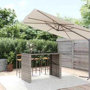 VidaXL szürke polyrattan üveglapos kerti asztal 145 x 80 x 110 cm
