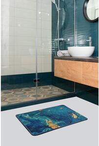 Kék-aranyszínű fürdőszobai kilépő 60x40 cm Marbling - Foutastic