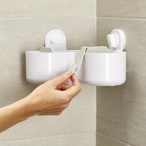 Fehér öntapadós műanyag fürdőszobai sarokpolc Duo - Joseph Joseph