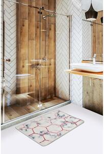 Fehér-szürke fürdőszobai kilépő 60x40 cm Honeycomb - Foutastic