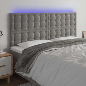 Bársony LED Fejtámla - Világosszürke - 180x5x118/128cm