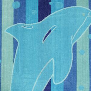 Goldea nagy frottír strandtörölköző delfin mintás - kék 90 x 165 cm 90 x 165 cm