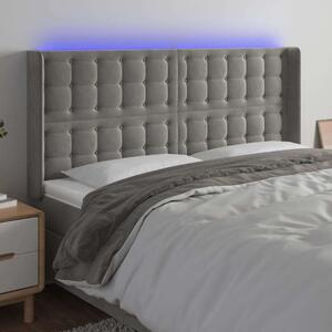 VIDAXL LED-es Bársony Fejtámla - Világosszürke - 163x16x118/128cm