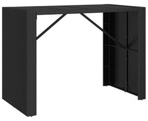 VidaXL fekete polyrattan üveglapos bárasztal 145 x 80 x 110 cm