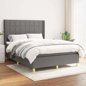 VidaXL Ágy Matraccal - Sötétszürke Szövet - 140x200 cm