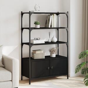 3 szintes fekete szerelt fa könyvespolc 70 x 30 x 109,5 cm