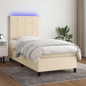 VidaXL krémszínű szövet rugós és LED-es ágy matraccal 90x190 cm