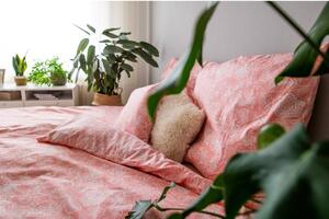 Rózsaszín egyszemélyes pamut ágyneműhuzat 140x200 cm LP Dita Pink Blossom – Cotton House