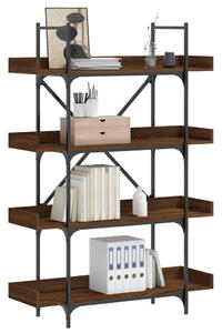 4-szintes barna tölgy szerelt fa könyvespolc 100x33x145,5 cm