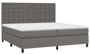VidaXL Ágy Matraccal - Szürke Műbőr - 200x200 cm
