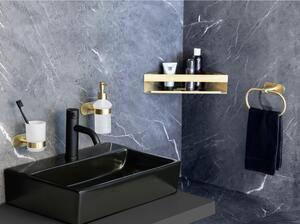 Aranyszínű sarok öntapadós rozsdamentes acél fürdőszobai polc Genova – Wenko
