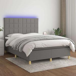 VidaXL sötétszürke szövet rugós és LED-es ágy matraccal 140x200 cm