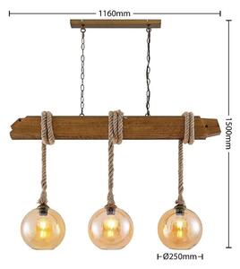 Lucande - Mevan 3 Függőlámpa Wood/Amber - Lampemesteren