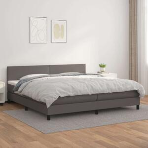 VidaXL szürke műbőr rugós ágy matraccal 200 x 200 cm