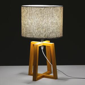Szürke-barna tömörfa asztali lámpa textil búrával (magasság 44 cm) – Casa Selección