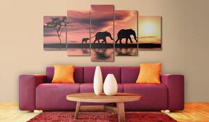 Vászonkép - African elephants family