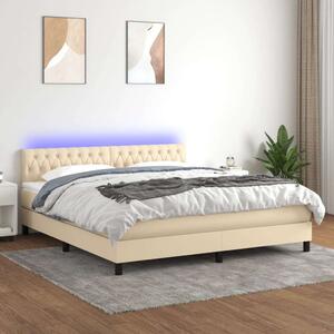 VidaXL Krémszínű Ágy LED-del - 160x200 cm