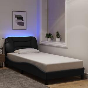 Fekete szövet ágykeret LED-es matrac nélkül 80x200 cm 80x200 cm