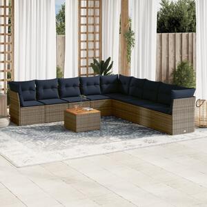 VidaXL 10 részes szürke polyrattan kerti ülőgarnitúra párnával