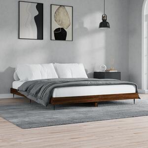 Barna tölgy színű szerelt fa ágykeret matrac nélkül 200x200 cm