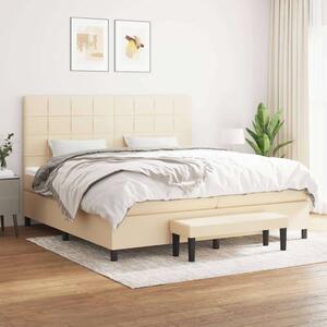 VidaXL Krémszínű Ágy 200x200 cm - Zsebrugós Matraccal és Lábtartóval