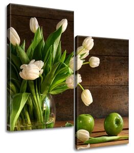 Gario Vászonkép Fehér tulipánok - 2 részes Méret: 60 x 60 cm