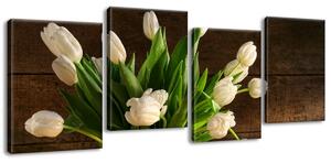 Gario Vászonkép Fehér tulipánok - 4 részes Méret: 160 x 90 cm