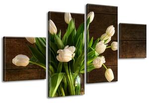 Vászonkép Fehér tulipánok - 4 részes Méretek: 160 x 90 cm